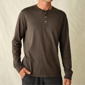 NEW FAIR HARBOR saltaire henley long sleeve top in black